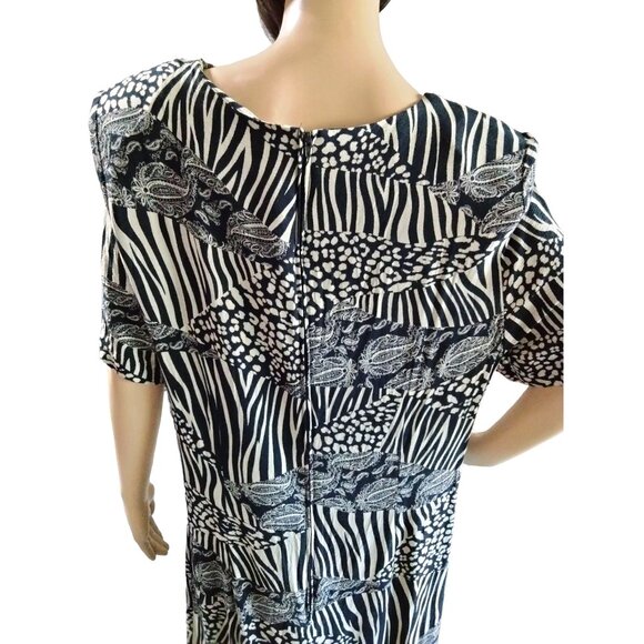 HBS Collection Plus Size 20W Zebra & Paisley Print Dress Shoulder Pads Back Slit - Picture 8 of 10